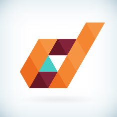 Modern triangle letter D icon flat design element template