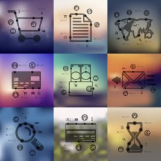 business timeline infographics with blurred background N10