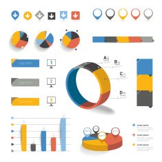 Collection of infographics elements Colorful set template N7