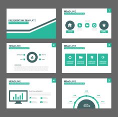 Black and green multipurpose presentation Templates flat design set