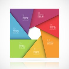 Vector square infographic template in material style N5