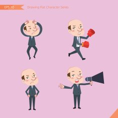 Set of drawing flat character style business concept ceo activities N20