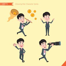 Set of drawing flat character style business worker activities