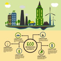 Eco infographic elements with city view