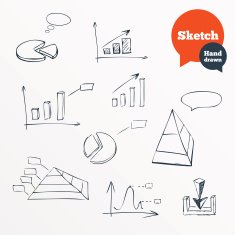 Sketched chart of sales Hand drawn diagram N2