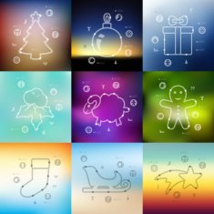 Christmas timeline infographics with blurred background N7