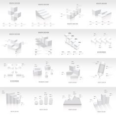 White infographic 3d Graph template Vector N4