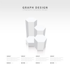 White 3d hexagon chart style infographic design template