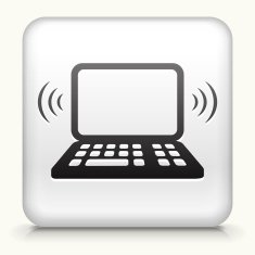 Square Button with Wi-Fi Laptop