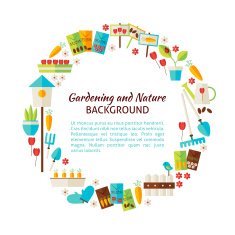 Flat Style Vector Circle Template Collection of Nature Gardening