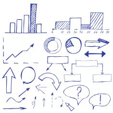 Hand drawn arrows and infographic elements made in vector