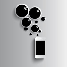 Mobile phone Vector Design white Paper Overlapping Squares Concept