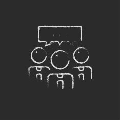 People with speech square drawn in chalk