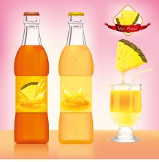 bottle pineapple juice vector illustration