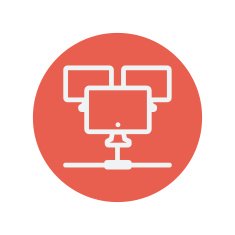 Three touch screen devices thin line icon