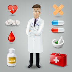 Doctor with medical object Vector illustration