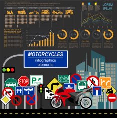 Set of motorcycles elements transportation infographics N18