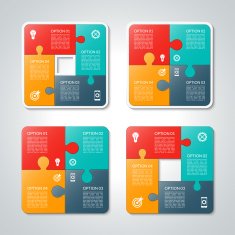 Set of vector puzzle infographic templates