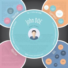 Colorful circles resume cv template design