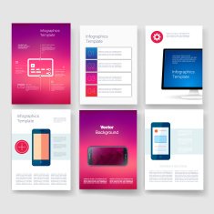 Templates Design Set of Web Mail Brochures Mobile Technology Infographic N381