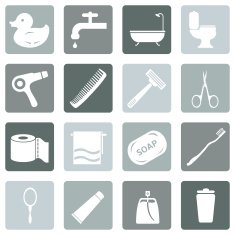 Vector Set of Bathroom and Hygiene Icons N8