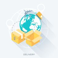 delivery flat style colorful vector icon set