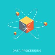 Data Processing flat style colorful vector icon