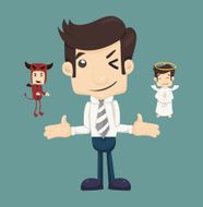 Businessman wills with devil and an angel N3