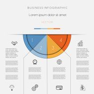 Infographic color semicircle for template four positions