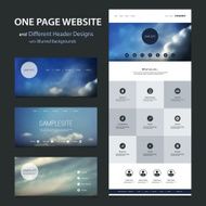 One Page Website Template Different Header Designs with Blurred Backgrounds N10