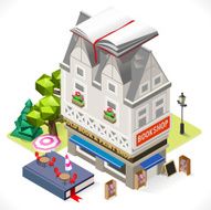 Book Shop City Building 3D Isometric