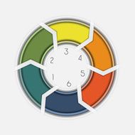 illustration template with text areas and six arrows