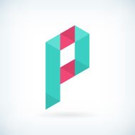 Modern letter P icon flat design element template