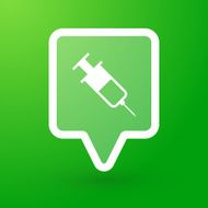 Square tooltip with a syringe