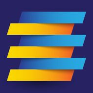 Infographics blue and orange paper rectangle banners with shadows