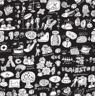 Business people working seamless pattern black and white