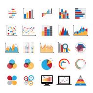 Graphic charts diagrams and business graphs icons set