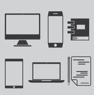 flat design office elements and computer tablet laptop sma N5
