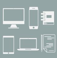 flat design office elements and computer tablet laptop sma N6