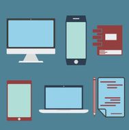 flat design office elements and computer tablet laptop sma N7