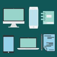 flat design office elements and computer tablet laptop sma N8