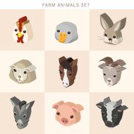 farm animals set 3d isometric infographic