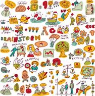 Set creative people color objects and icons isolated