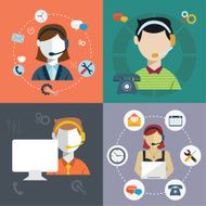 Business customer care service concept flat icons set