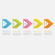 Infographic five step with 3d triangle arrow and text Flat