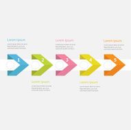 Infographic five step arrow dashed circle and text Flat