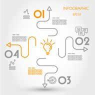 linear infographics with 4 curves