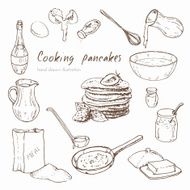 hand drawn infographics about the recipe for pancakes