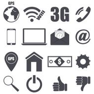 Set 16 pieces plane icons relating to technology vector illustration