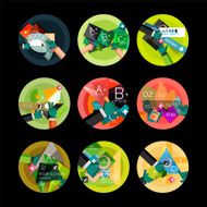 Set of flat design circle option infographics concepts N115